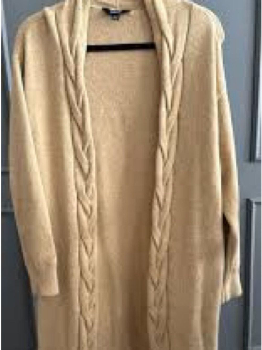 Simply Vera Vera Wang Tan Cable-Trim Open Front Cardigan